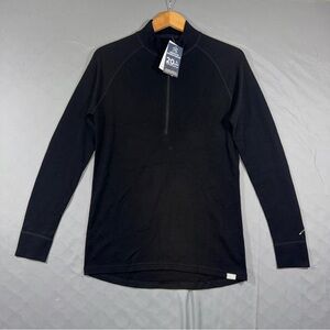 Merino.tech Pullover Mens Medium Black Merino 250 Wool 1/4 Zip Base Layer